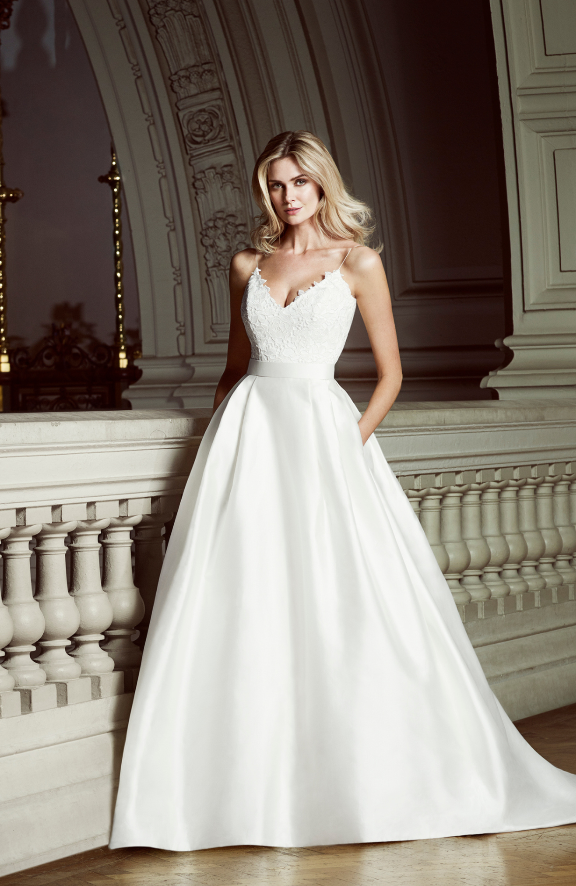 Lifetime of Love White Satin Strapless A-Line Gown